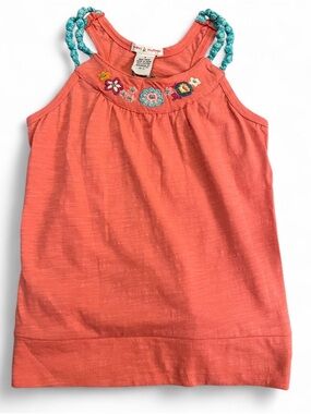 NWT Mimi & Maggie Coral Embroidered Tank Top Girls Size 4